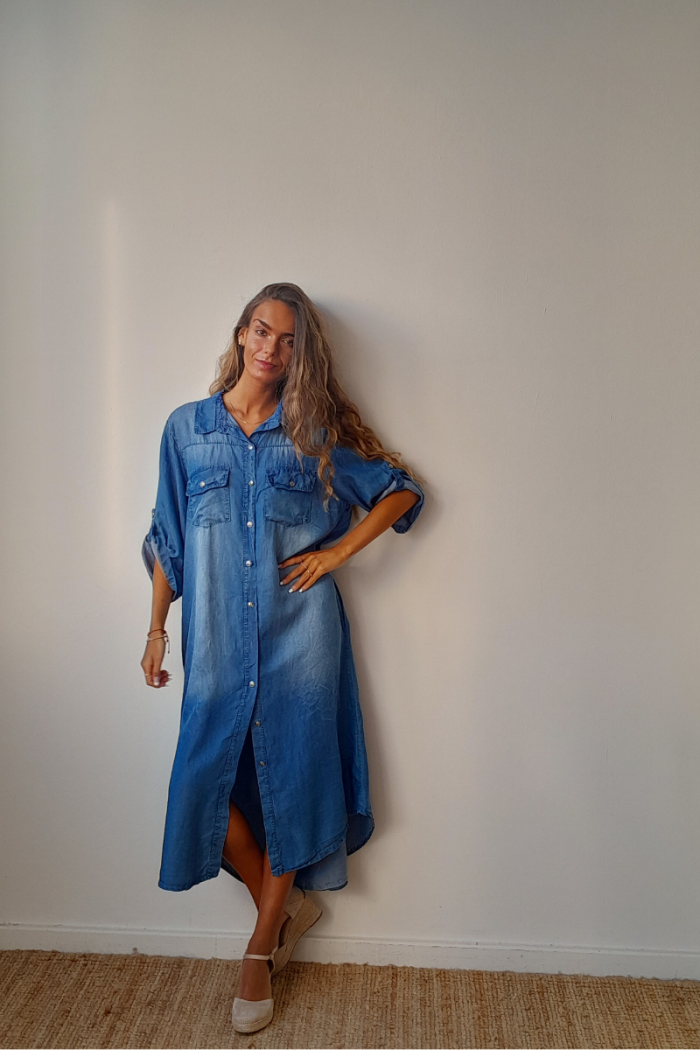 El Vestido Largo Denim Abotonado Es Un B Sico Imprescindible En Tu Armario