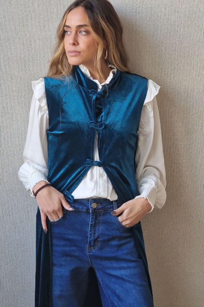 Comprar chaleco largo estilo japones de terciopelo – Liberatta