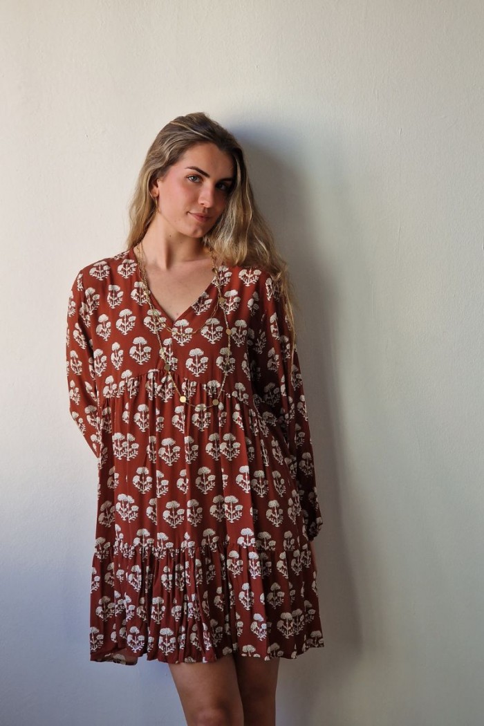 Vestido caldero corto oversize estampado floral