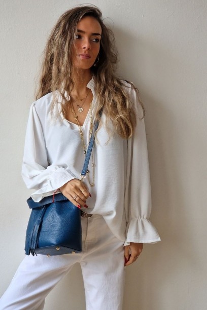 Blusa crepe blanco roto...