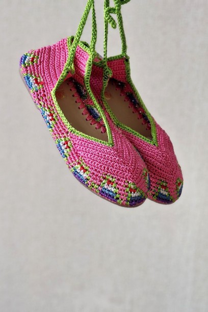 Bailarinas crochet fucsia...