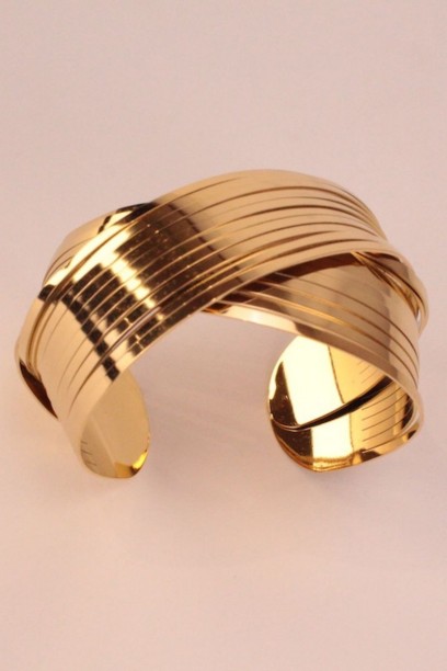 Brazalete acero cruzado Dorado