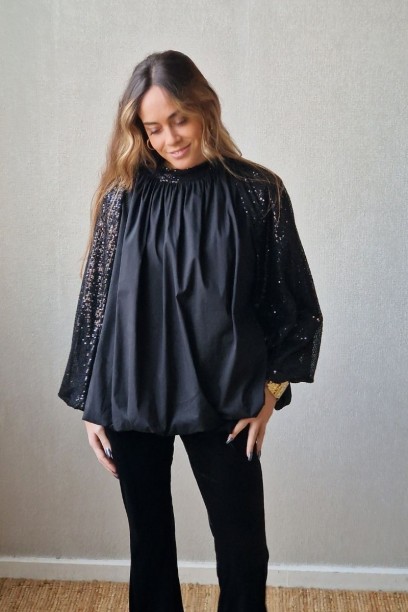 Blusa globo con mangas de...