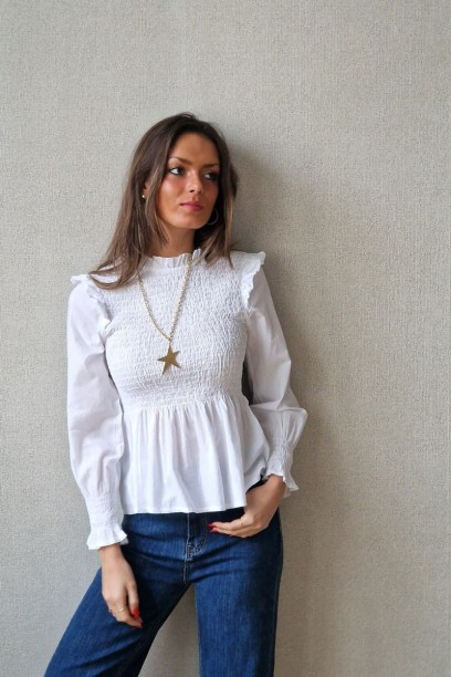 Blusa fruncida blanca