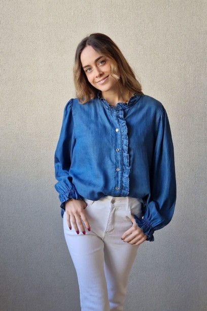 Camisa denim azul jean