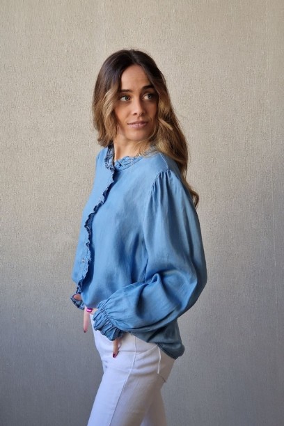 Camisa denim azul