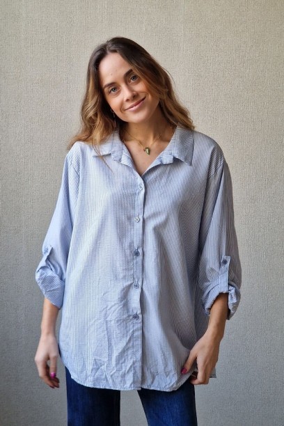 Camisa de rayas oversize azul