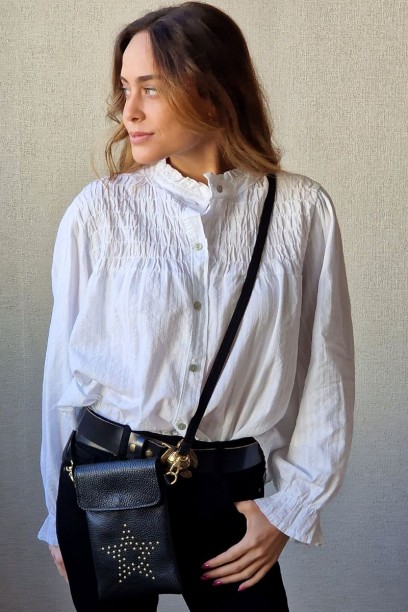 Camisa fruncida lurex blanca