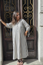 Vestido Oversize Tipo Kurta con Manga Francesa Beige