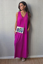 Vestido Asas con Bolsillos Magenta