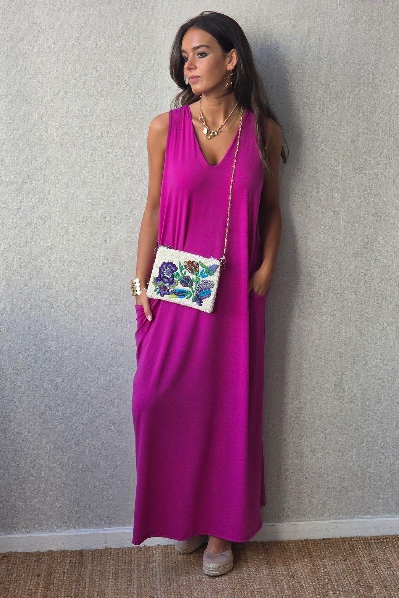 Vestido Asas con Bolsillos Magenta
