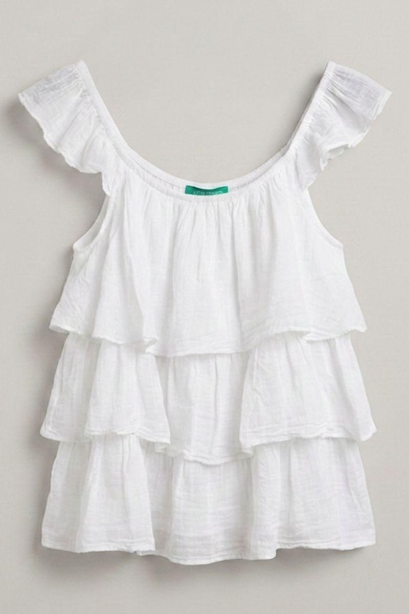 Camisa tres cuartos con bolsillos delanteros blanca