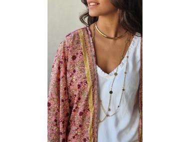 Kimono estampado color rosa