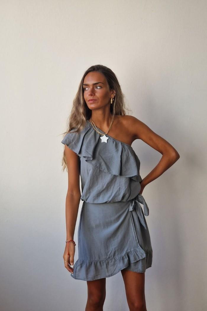 Mini falda con lazada delantera en color gris
