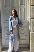 Kimono largo estampado azul