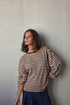 Sudadera oversize de rayas marrón