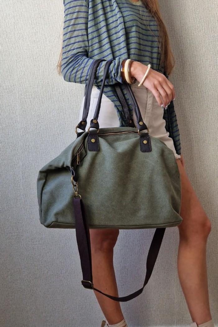 Bolso loneta oversize verde militar con opción a personalizar