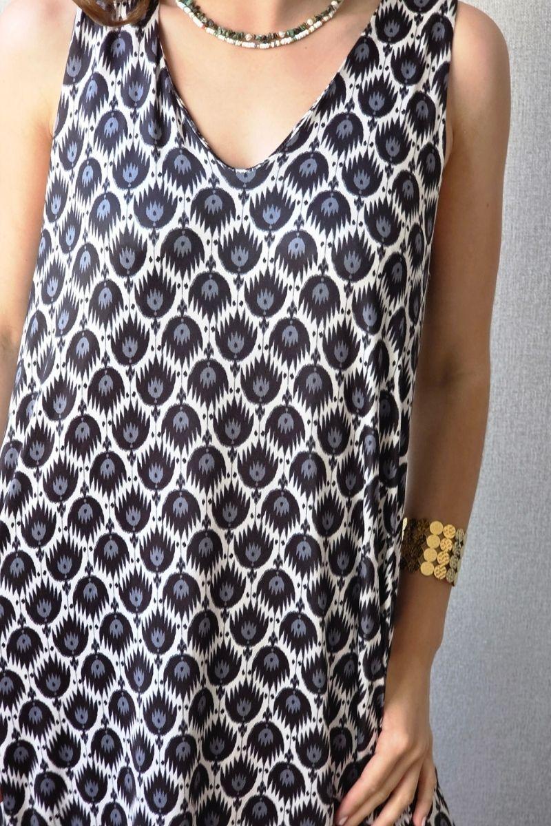 Vestido estampado de fuego negro