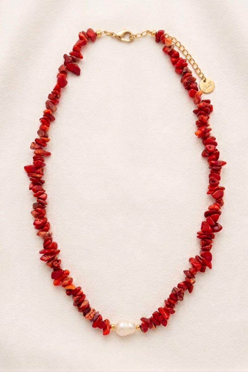 Gargantilla roja perla