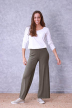 Pantalón culotte de punto verde militar