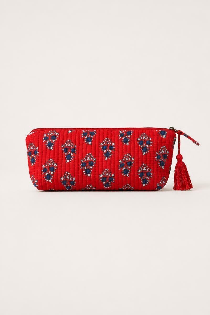 Estuche/neceser rojo telas indias