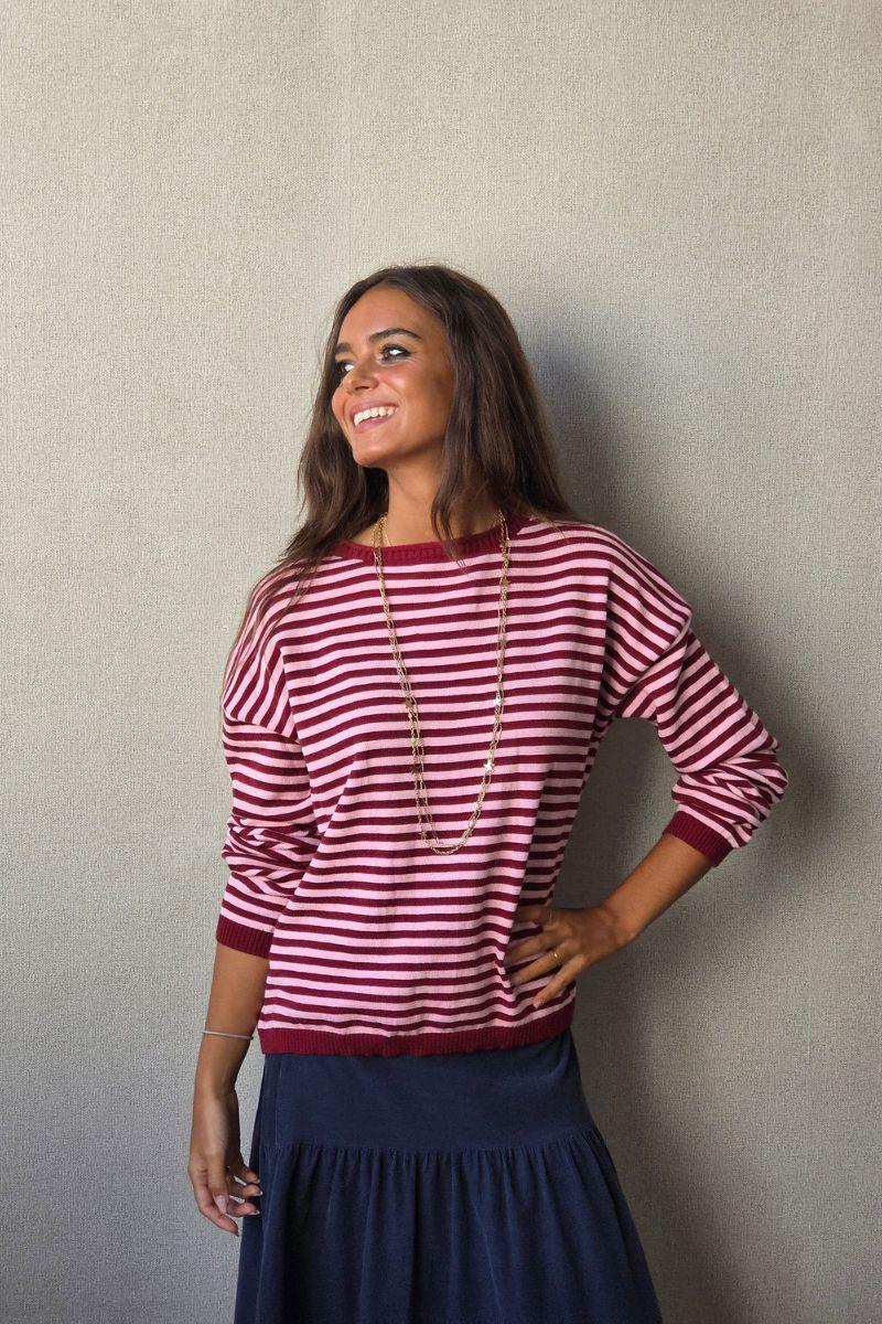 Jersey de rayas granate/rosa