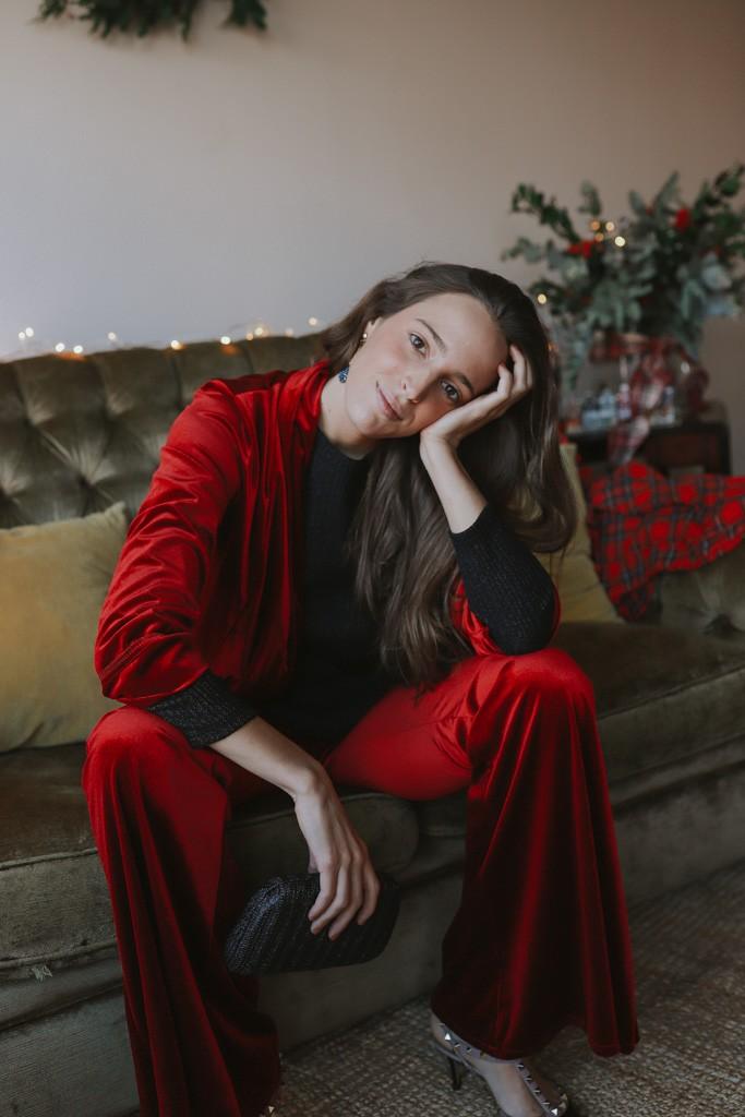 Pantalón de terciopelo rojo