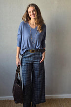 Pantalón de cuadro pequeño azul marino