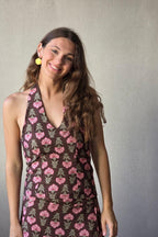Top de flores boho chocolate