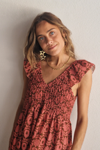 Vestido largo nido de abeja tulipanes frambuesa