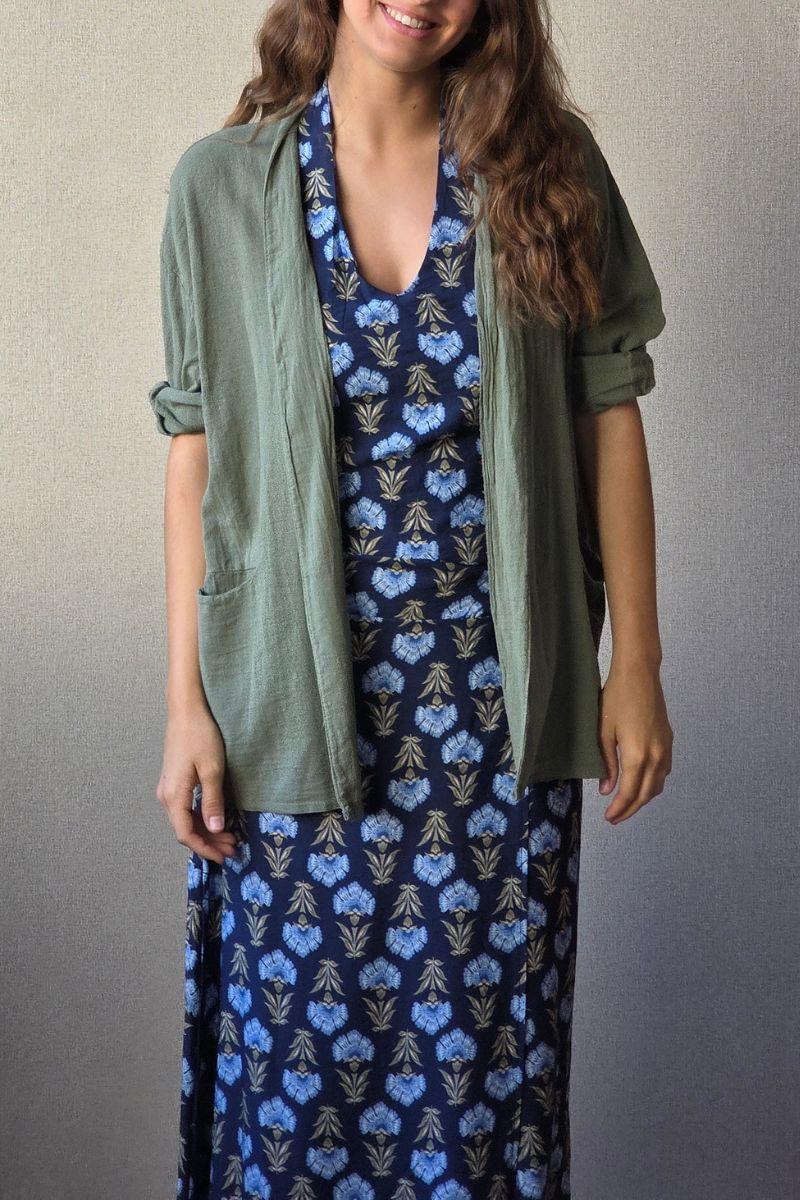 kimono tipo lino verde