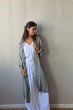 Kimono algodón verde militar