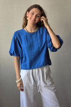 Blusa Manga Globo Azulón