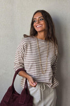 Jersey de rayas topo y beige