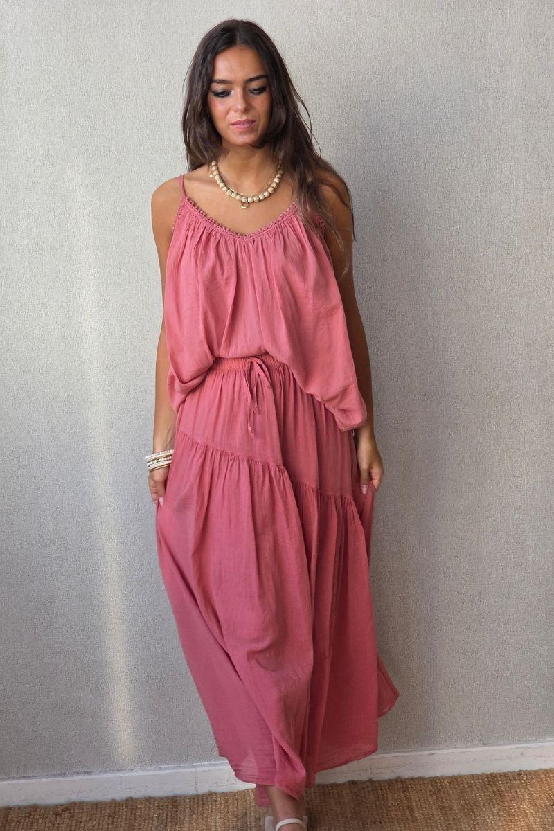 Falda muselina coral