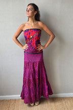 Vestido palabra de honor indio nido de abeja