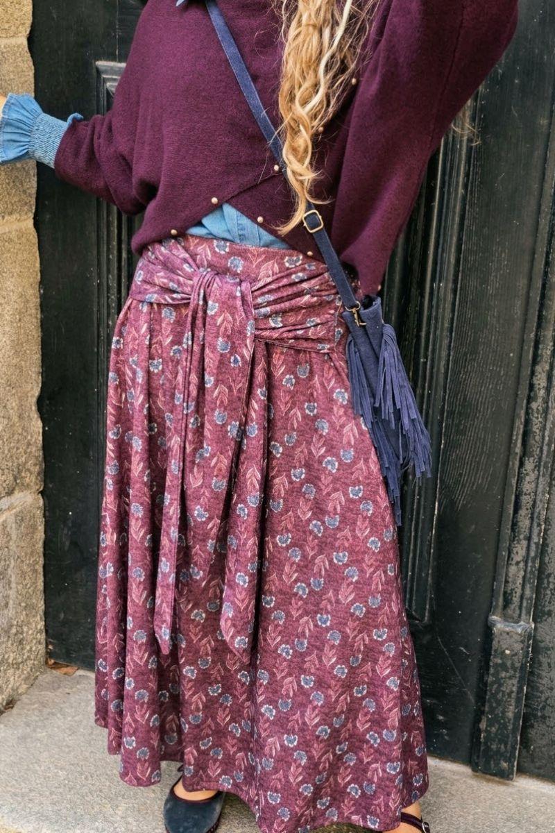 Falda nudo estampada de flores buganvilla