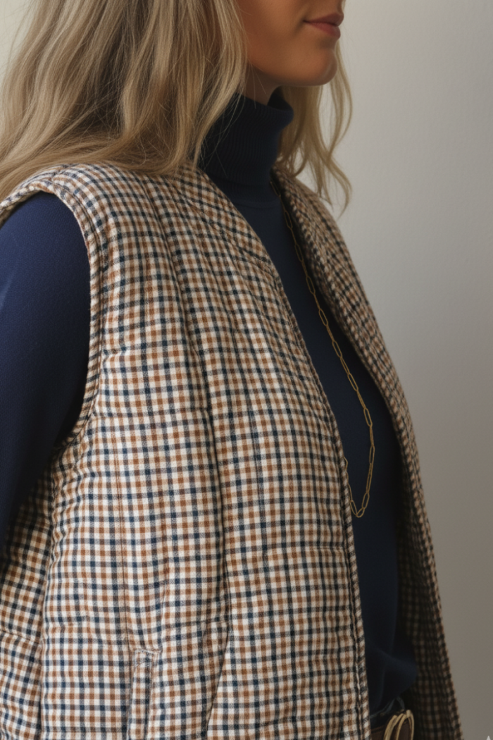 Chaleco de cuadros Liberatta azul marino