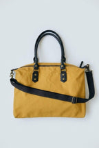 Bolso oversize de loneta y piel mostaza con opción a personalizar