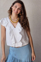Top volante lino