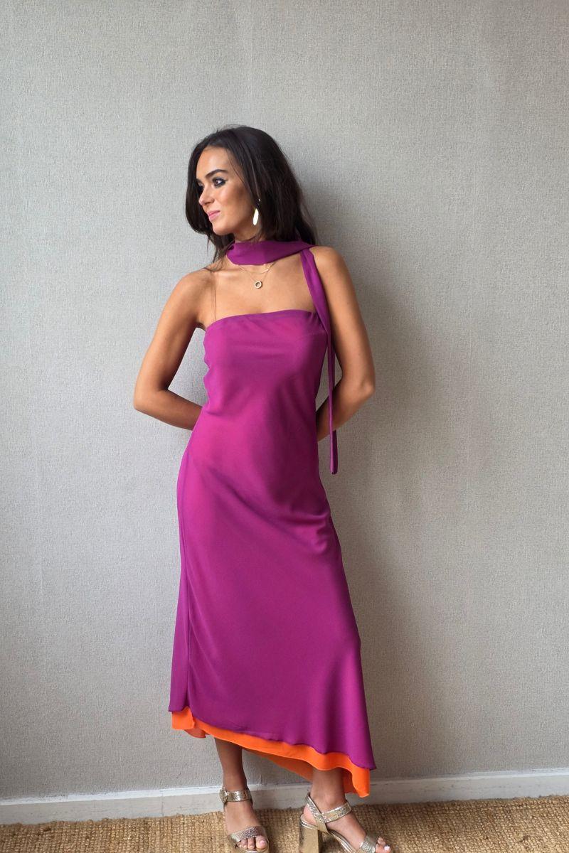 Vestido reversible buganvilla/naranja
