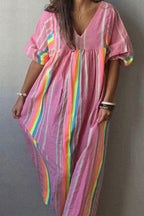 Vestido Flúor con Brillos Fucsia