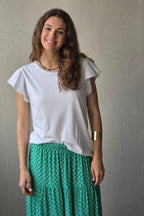 Camiseta con manga volante blanca