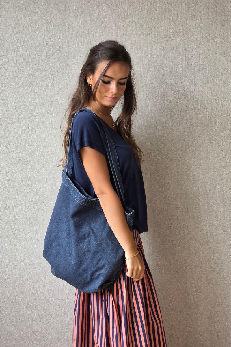 Bolso de tela lavado azul marino