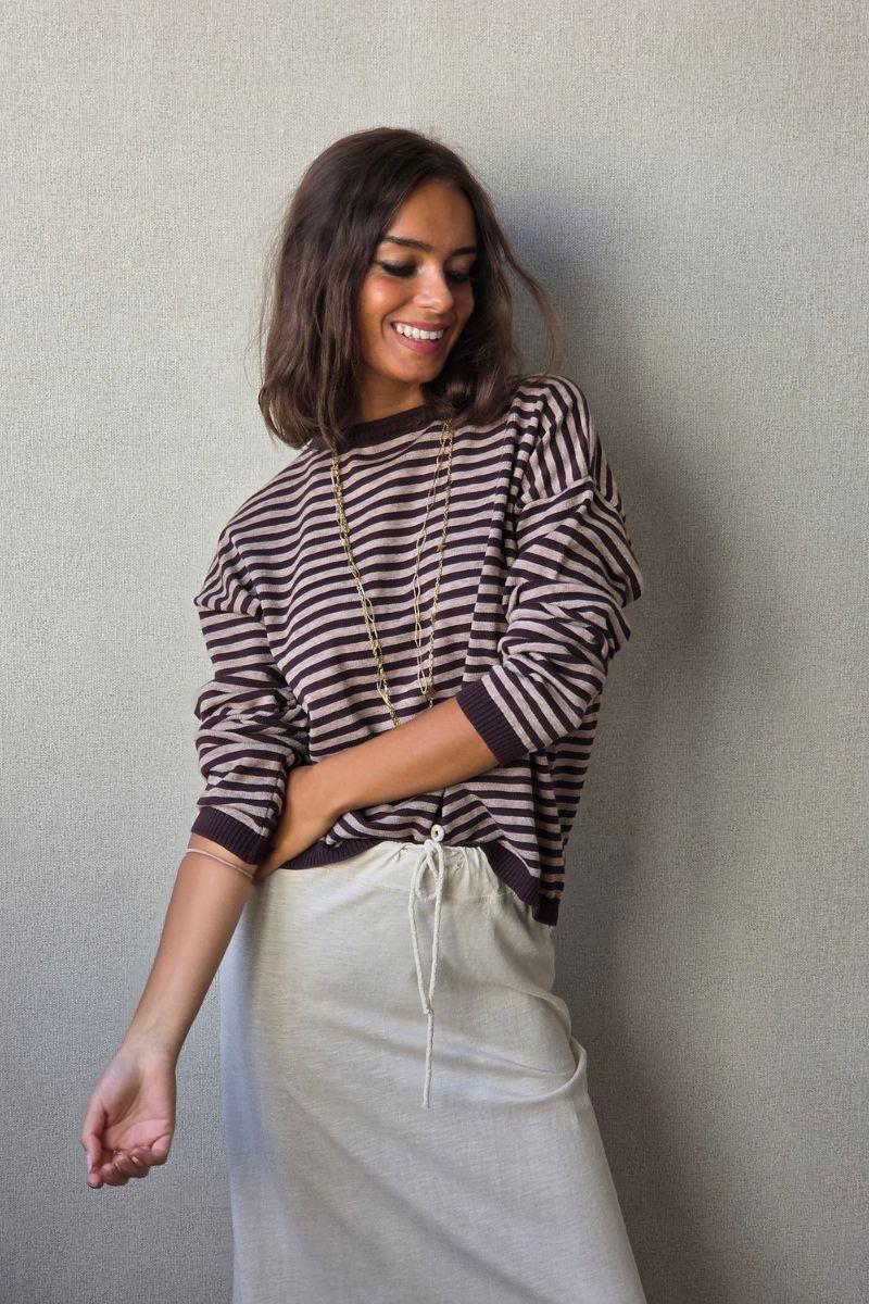 jersey de rayas chocolate/beige