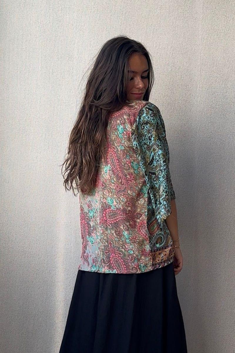 Kimono hindu corto multicolor beige