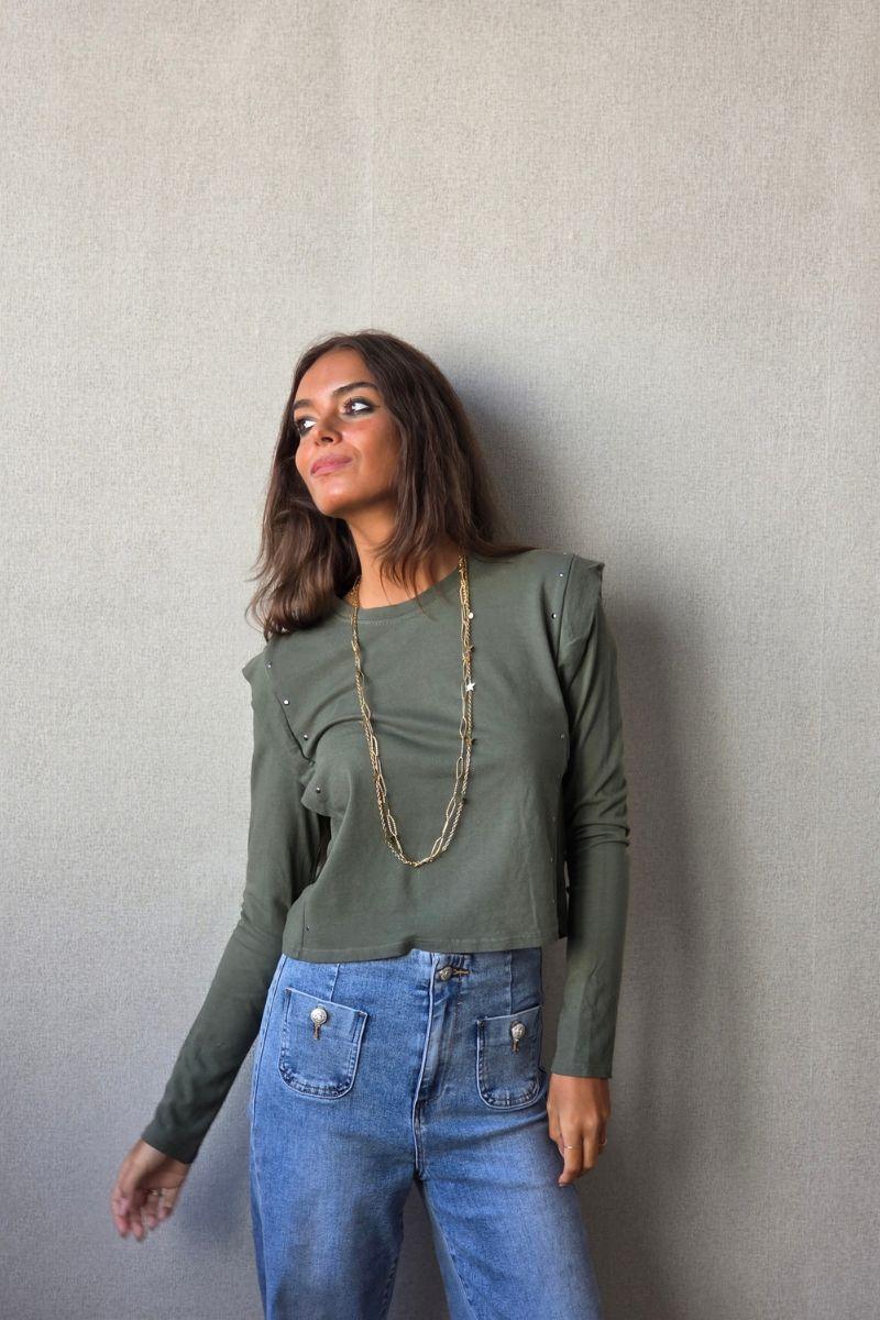 Camisa manga larga con tachas