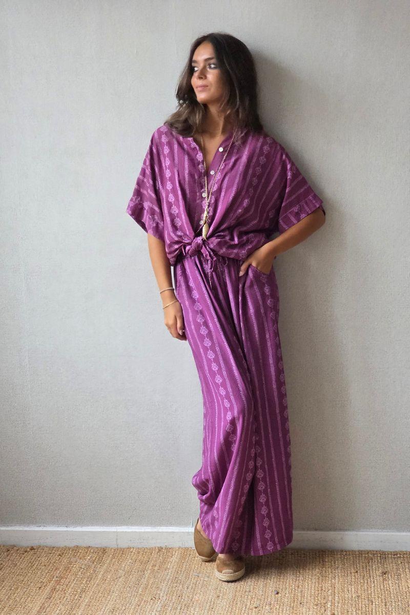 Pantalón estampado berenjena