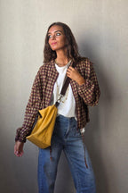 chaqueta tipo bomber de cuadros buganvilla
