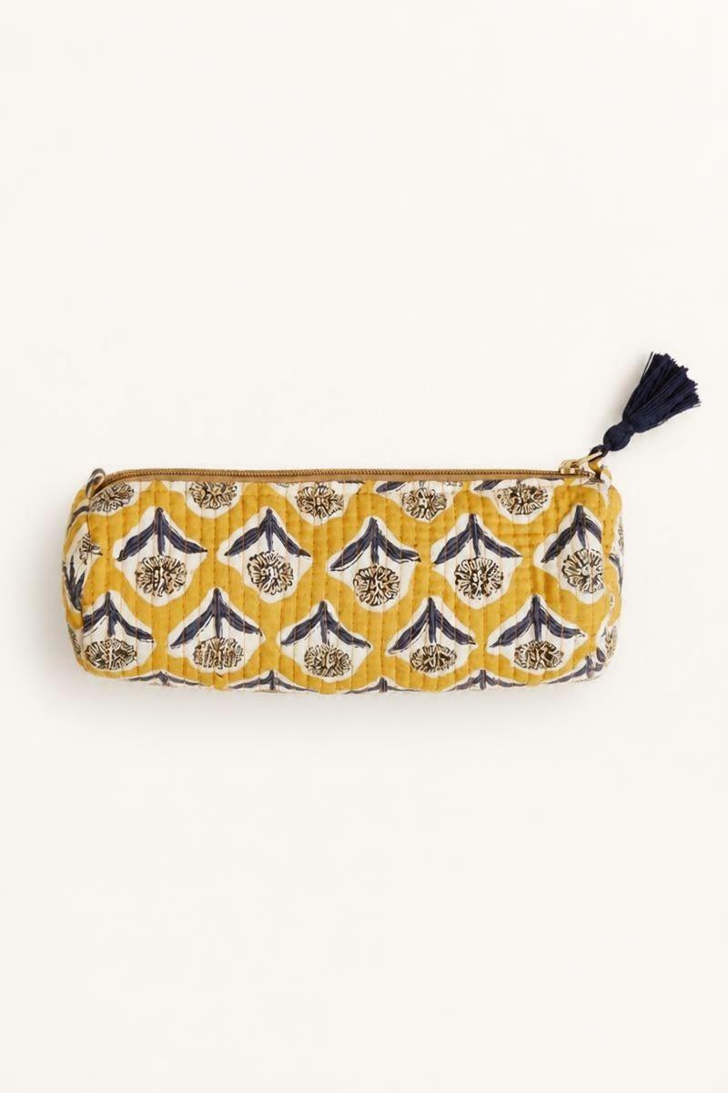 Estuche/neceser mostaza telas indias